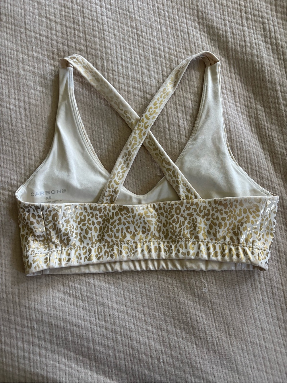 Carbon38 Gold Leopard Accent Activewear Set on Cream - Picture 6 of 9